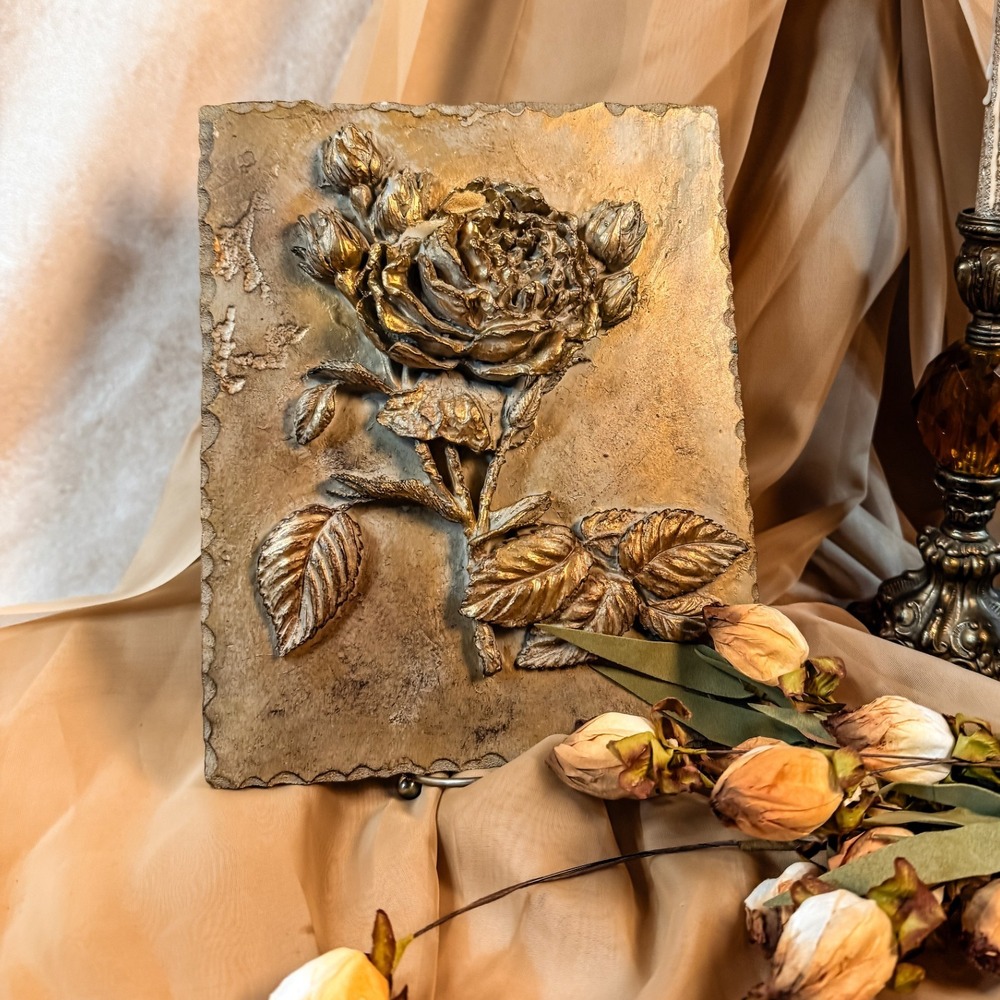 Gilded Gold Raised Floral Wall‎ Plaque